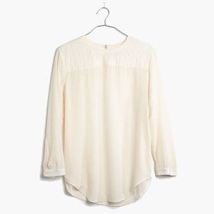 Madewell Quilted Silk Long Sleeve Blouse